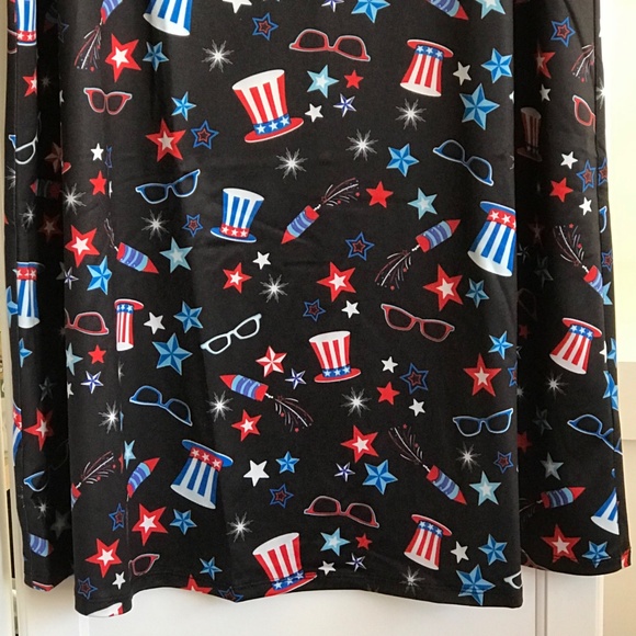 Midi Swing Dress 4th of July Patriotic Red White and Blue Fireworks Size Medium - Picture 4 of 16